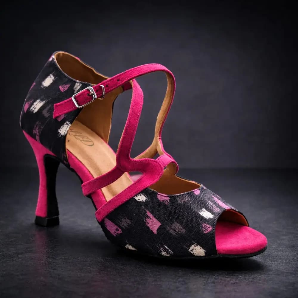 LLD pink and black satin dance shoe